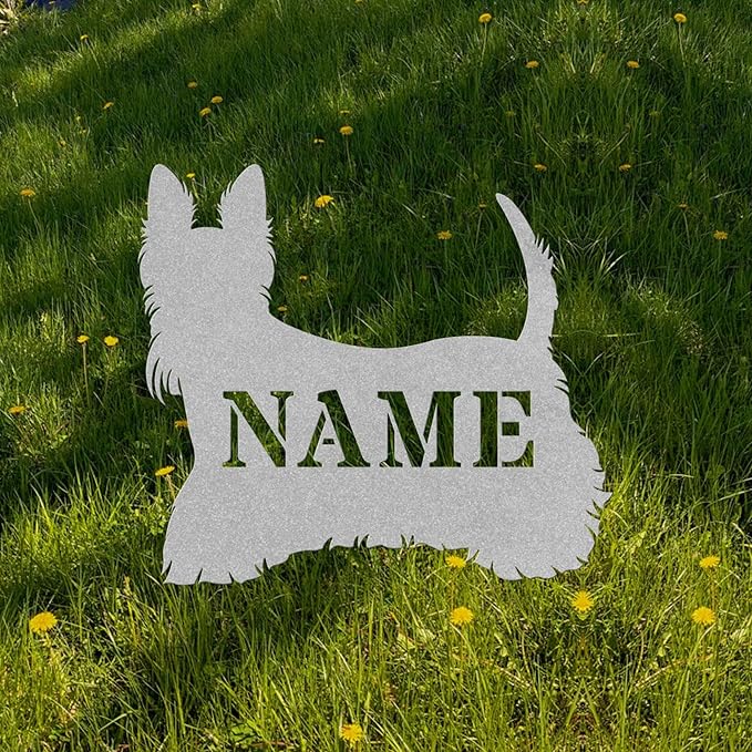 Custom Scottie Silver Yard Art Statue Stake,Custom Scottish Terrier Garden Decor,Memorial Remembrance Sculpture for Yard Garden Porch Lawn Grassland Park Farm Flowerpot Decor.