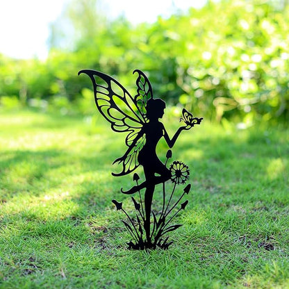 Fairy Garden Decor - 9-Piece Metal Garden Statue Deals for Outdoor, Yard & Lawn - Whimsical Iron Fairy Sculptures Set (11.8 Inch) (Nine Fairies)