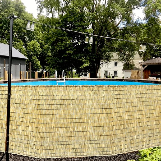 KOIUEYW Bamboo Reed Fencing, Natural Reed Fence Rolls 4 Feet High, Decorative Bamboo Privacy Curtains for Patio Garden Balcony Backyard Outdoor, 4 x 16 FT