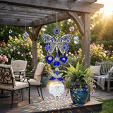 Crystal Suncatcher for Windows - Hanging Prism Sun Catchers with Crystal Balls&Blue Eye, Rainbow Maker for Home、 Garden、Car Decor (Butterfly)