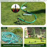 MorningRo 4 Pcs Garden Hose Guide Spike 12 Inch Heavy Duty Metal Hose Support Spike Aluminum Decorative Garden Stakes Protector to Keeps Flower Beds Plant Yard Lawn (Thatched)