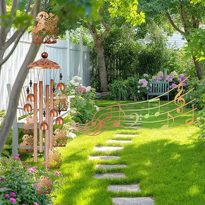 Gnome Wind Chimes for Outside, Garden Gnome Gifts for Women Men Metal Windchimes Outdoors, Floral Hat Design Home Garden Patio Yard Decor