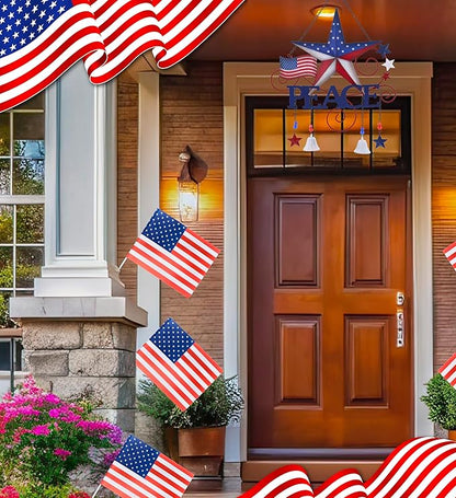 CoTa Global USA Flag Peace Wind Chime - American Flag Patriotic Indoor or Outdoor Windchime Home Decor with Hanging Bells, Handcrafted Glass and Metal Wind Chimes for Yard, Garden, Porch - 20 Inches