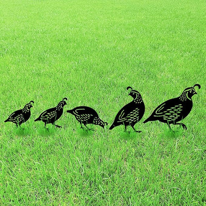 GLOBLELAND 5 Pcs Quail Birds Garden Stakes Birds Metal Decorative Garden Stakes Metal Yard Signs Decoration for Lawn Patio Yard Garden Decor