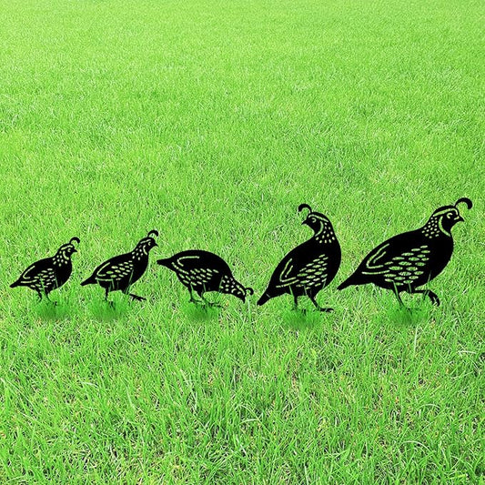 GLOBLELAND 5 Pcs Quail Birds Garden Stakes Birds Metal Decorative Garden Stakes Metal Yard Signs Decoration for Lawn Patio Yard Garden Decor