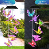 Purple Butterfly Solar Wind Chimes Outdoor Color Changing Solar Lights Garden Decor Best Gifts for Mom Decorations Mobile Windchimes Unique Chiristmas Gifts