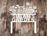 Personalized Flowers Garden Sign with Stakes, Custom Flowers Metal Garden Decor, Sign for Flower Beds, Metal Yard Art, Gift for Grandmother, Gift for Mom, Patio Garden Decorations, Housewarming Gift