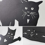2 PCS Cat Silhouette Yard Art Garden Decorative Stake Hollow Out Animals Silhouette Statue Decor, Black Cat Statue Sets for Pathway, Floor, Garden, Lawn, Outdoor Decoration