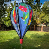 In the Breeze Hummingbird Flowers 6-Panel Kinetic Hot Air Balloon Wind Spinner,11" W x 17" H, 26" Tail,1047