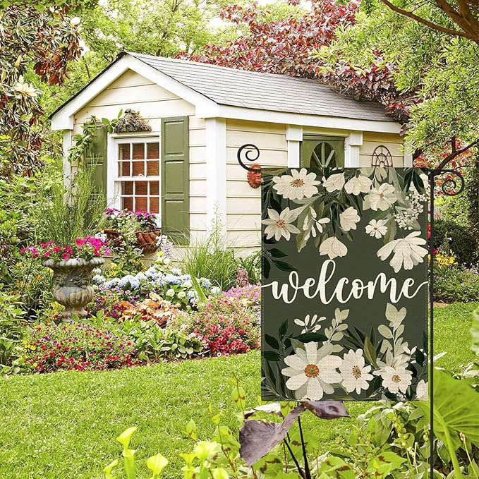 AVOIN colorlife Daisy Spring Flowers Garden Flag 12x18 Inch Double Sided Outside, Seasonal Floral Welcome Yard Outdoor Flag