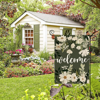 AVOIN colorlife Daisy Spring Flowers Garden Flag 12x18 Inch Double Sided Outside, Seasonal Floral Welcome Yard Outdoor Flag