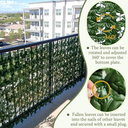 ODTORY Artificial Ivy Privacy Fence Wall Screen,40X120 in UV-Anti Faux Greenery Backdrop Ivy Vine Leaf Hedges Fence Panels for Patio, Balcony, Garden, Backyard Indoor Outdoor Green Wall Decor