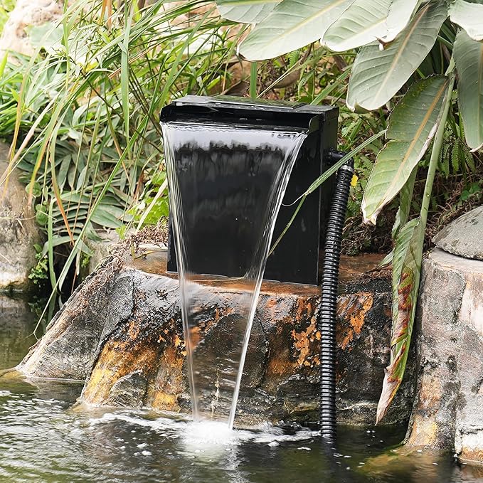 Pond Tubing ID 1” × 10ft Black Corrugated Flexible Reinforced Waterfall Pond Tube Sump Pump Hose, with 2 Stainless Steel Hose Clamps, for Garden Ponds, Waterfalls, Filter