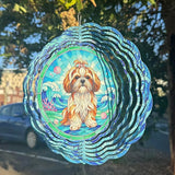 Shih Tzu Wind Spinner, Dog Wind Spinners, Wind Spinner Hanging for Outdoor & Indoor Décor, Unique Gifts for Yard Garden Decoration or Patio Décor (Shih Tzu 1)