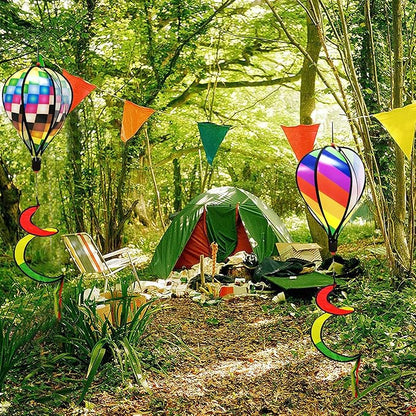 timecity 3pcs Hot Air Balloon Wind Spinner Rainbow Garden Pinwheels Whirligigs Wind Spinner Windmill Striped Rainbow Windsock Rotating Sequins Windmill Wind Twister Hanging Decor