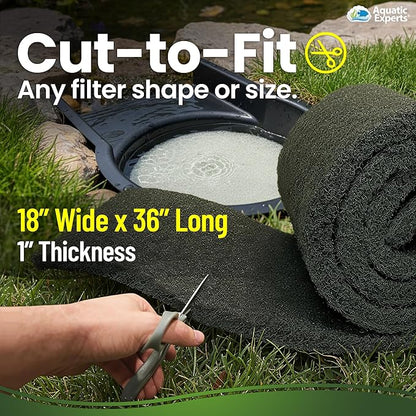 Aquatic Experts Classic Koi Pond Filter Pad Bundle – Fine & Coarse Bulk Roll Pond Filter Media, Ultra Durable Reusable Fish Pond Filter Material (Fine: 18" x 36", Coarse: 18" x 36")