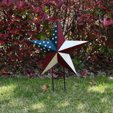 Linfevisi American Flag Star Yard Signs 17.7 Inch Metal Patriotic Barn Stars Garden Stakes US Flag Outdoor 4th of July Decorations Memorial Day Yard Art Lawn Ornaments Patio for Outside