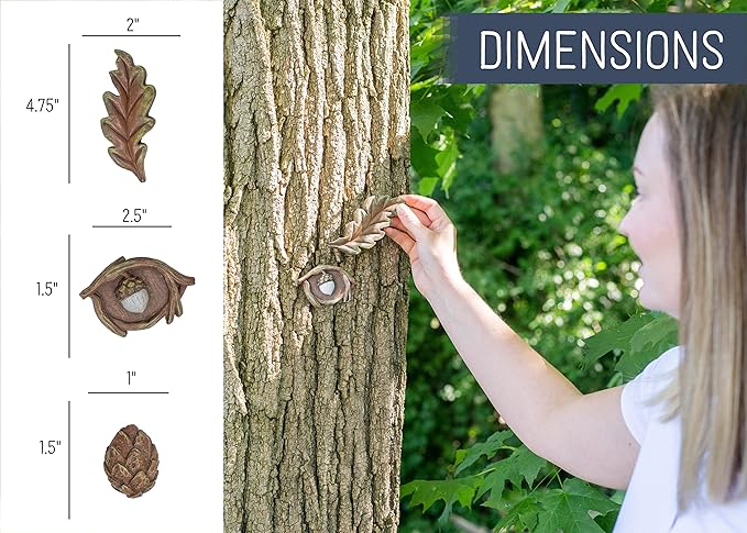 NAT & Jules Acorn Eyes Brown 3 inch Resin Stone Outdoor Tree Face Statue