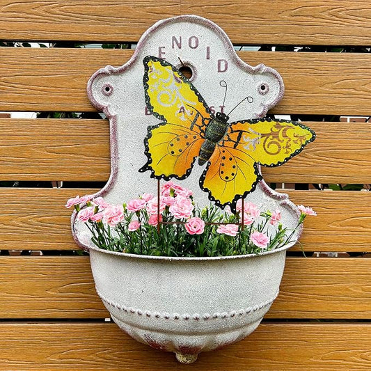Attraction Design Butterfly Garden Stake Decorative Butterfly Yard Stake, Cute Insect Decor Metal Yard Art Decor Outdoor Garden Decoration for Patio Porch Lawn Pathway Backyard (Yellow)