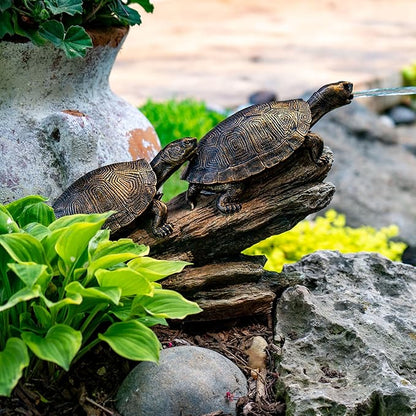 Aquascape Double Turtle On Log Spitter Fountain for Pond and Garden, 78372