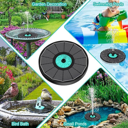 Solar Fountain Cyan Flower, Upgrade 3.5W Solar Bird Bath Fountains, Solar Powered Water Fountain with 7 Nozzles, 4 Fixed Pipes for Hummingbirds, Bird Bath, Garden, Pool, and Pond