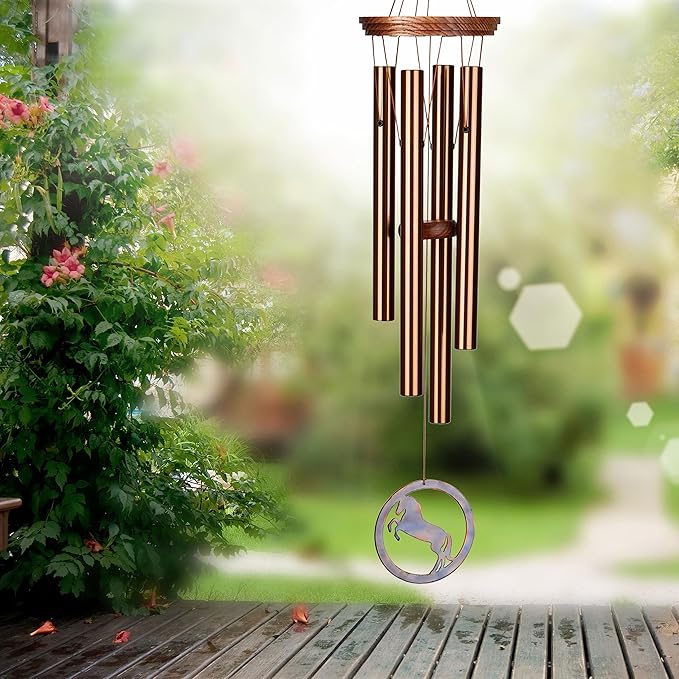 Woodstock Wind Chimes for Outside, Garden Decor, Outdoor Decor for your Patio and Front Porch (26") Equestrian Spirit Chime Bronze Wind Chime Gifts (ESC)