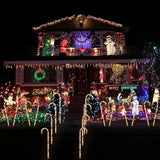 26" Candy Cane Lights Christmas Decorations - 10 Pack Pathway Markers Outdoor Yard Decorations, Candy Cane Lights for Walkway, Lawn, Garden, Xmas Indoor Ornaments, Red & Green (100 Lights Bulbs)