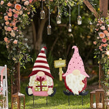 TERESA'S COLLECTIONS Valentines Decorations Outdoor for Home, 2Pcs Metal Gnomes Decor Garden Stakes, Valentine Yard Stakes Gifts for Her Him, Welcome Yard Signs for Outside Lawn Porch Patio, 25"