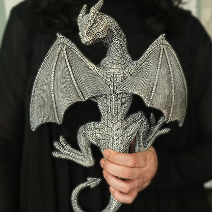Dragon Winged Gargoyle Fence Hanger Outdoor Wall Decor- Detailed Fence Topper Hanging Statue- Gothic Climbing Grotesque Dragon for Garden, Patio, Porch (14 Inch)