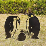 Metal Penguin Family Garden Decors, Iron Art Animals Garden Decoration Metal Yard Art Birds Animals Garden Stakes Decorative Stake Lawn Ornaments