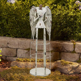 Antiqued Metal Garden Angel Statue Praying Angel Decor, Indoor Outdoor Angel Yard Art Decor Lawn Patio Decorations Holiday Decor Garden Present Idea, 30.25" H (Rusty Angel)