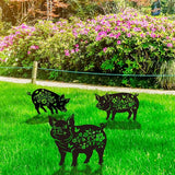 Rngmsi Pig Decorative Garden Stakes Gifts, 3PCS Metal Pig Garden Statues Decor for Outside, Black Silhouette Yard Lawn Outdoor Gifts for Women Men Pig Lovers