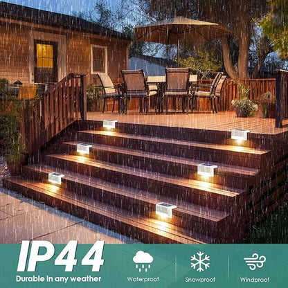 SOLPEX Solar Fence Lights Outdoor, Solar Step Lights Waterproof LED Deck Lights for Stair, Balcony, Railing, Front Porch, Yard, Garden and Patio Decor (16 Pack Warm White)