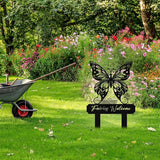 Personalized Metal Butterfly Garden Signs with Stake, Custom Garden Signs for Outside Waterproof, Customized Name Sign Yard Lawn Gardens Decor Gardening Gifts for Moms Grandmas Gardeners