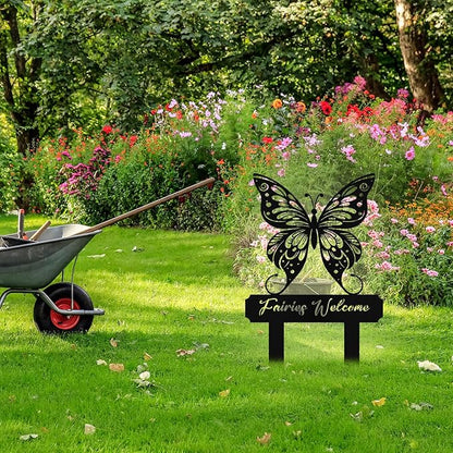 Personalized Metal Butterfly Garden Signs with Stake, Custom Garden Signs for Outside Waterproof, Customized Name Sign Yard Lawn Gardens Decor Gardening Gifts for Moms Grandmas Gardeners