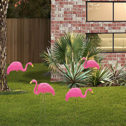 4E's Novelty 4 Pink Flamingos Yard Decorations - Extra Large 24" Flamingos Yard Ornaments - Pink Flamingos for Yard Sculptures & Statues - Lawn Flamingos Outdoor Garden Decor, Weather Resistant