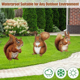 Silkfly 3 Pack Metal Squirrel Garden Stakes Spring Summer Outdoor Decorative Woodland Squirrel Figurine Statue for Garden Outside Yard Patio Lawn Outdoor Home Decorations