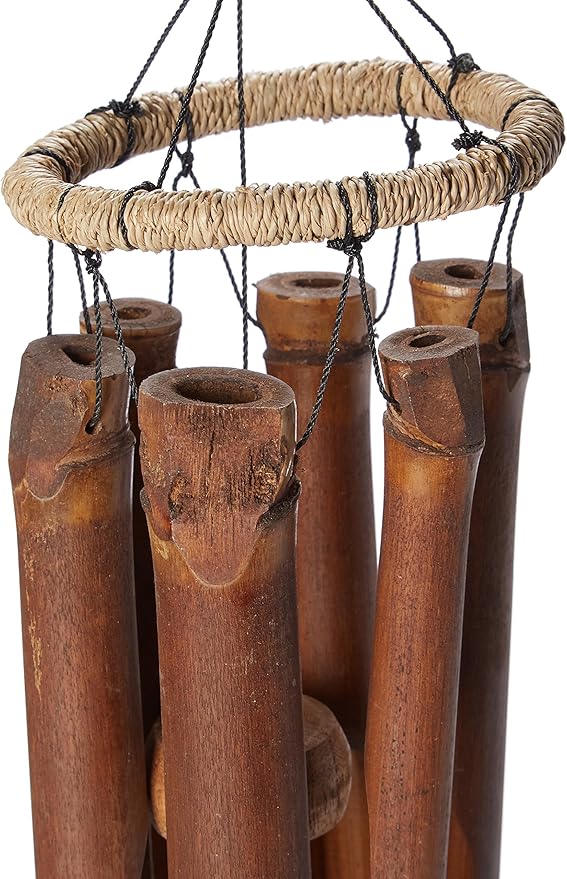 Cohasset Gifts Bamboo Wind Chime | #109W | White Tail Bone Fish Bamboo Wind Chime | Wood, Outdoor, Home Décor for Decks, Garden, Porch | Distressed White Finish |