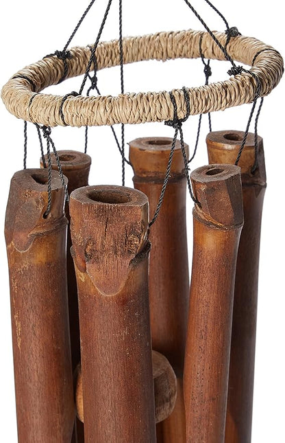 Cohasset Gifts Bamboo Wind Chime | #109W | White Tail Bone Fish Bamboo Wind Chime | Wood, Outdoor, Home Décor for Decks, Garden, Porch | Distressed White Finish |