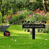 Personalized Metal Garden Signs with Stake, Custom Garden Signs for Outside Waterproof, Customized Name Sign Yard Lawn Gardens Decor Gardening Gifts for Moms Grandmas Gardeners