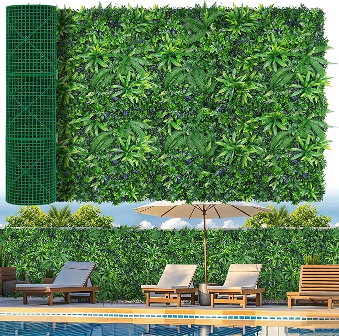 Grooy Artificial Boxwood Roll Panels, Grass Wall Panels 60"x120"(50 SQFT), Privacy Hedge Fence Screen with UV Protection, Fake Greenery Backdrop for Indoor Wedding and Outdoor Garden Backyard