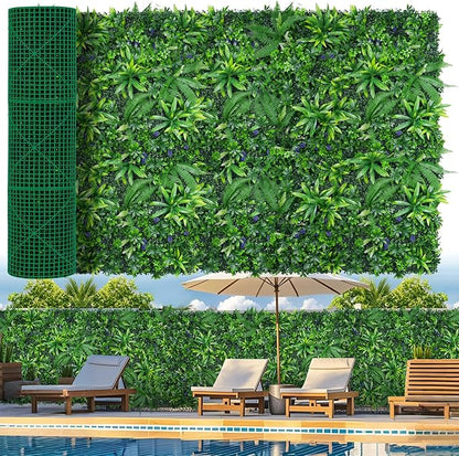 Grooy Artificial Boxwood Roll Panels, Grass Wall Panels 60"x120"(50 SQFT), Privacy Hedge Fence Screen with UV Protection, Fake Greenery Backdrop for Indoor Wedding and Outdoor Garden Backyard