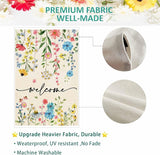 Baccessor Spring Summer Welcome Floral House Flag 28x40 Inch Double Sided Large Yard Flag Outside Outdoor Seasonal Burlap Flowers Flags Home Patio Decoration