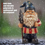 Better Office Products Garden Gnome Statue, 12" Height, Handcrafted Waterproof, UV-Resistant Polyresin Lawn Patio Porch Ornament Decoration (Yankee Doodle Patriot)