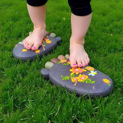 Stepping Stones Garden Decorative Stones for Patio, Deck, Garden or Sidewalk Home Decor Footprint Shaped Stepping Stones Set of 2 （Dark Grey）