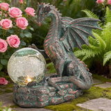 TERESA'S COLLECTIONS Garden Sculptures & Statues, Solar Dragon Outdoor Statues Figurines, Resin Bronze Gothic Garden Decor Lawn Ornaments Patio Yard Decorations Gifts for Mom Women, 8"
