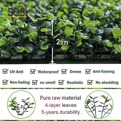 Bybeton 60"x120" (50 Sq Ft) Grass Wall Backdrop | Dense Artificial Greenery Wall Panels for Privacy & Decor | UV-Proof Faux Boxwood Hedge for Garden Fence, Balcony, Party & Indoor Plant Wall