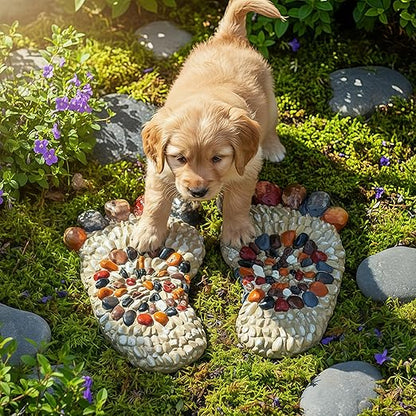 Outdooor Stepping Stones - Decorative Garden Stones for Patio, Deck, Garden or Sidewalk Faux Cobblestone Stepping Stones (Set of 2#B