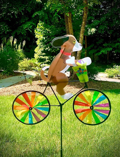 Brown Dog on Bicycle Wind Spinner