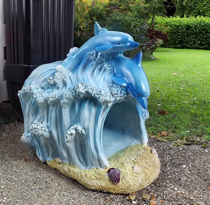 Gutter Diverter Rain,Dolphin Statue Deco Gutter Extension Downspout,Eco-Friendly Resin Sculpture Gutter Extender Diverter,Splash Block, Perfect Rain Gutter Downspout Extension for 3"x4" Downspouts